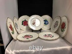 Royal Worcester England Set Of 10 Floral Hand Painted Dinner/cabinet Plates