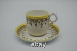 Royal Worcester English Aesthetic Period 1887 Yellow & Gold Gothic Tea Cup Set