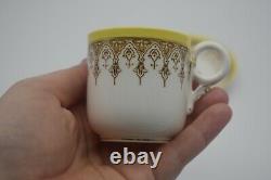 Royal Worcester English Aesthetic Period 1887 Yellow & Gold Gothic Tea Cup Set