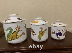 Royal Worcester Evesham Gold Porcelain Covered Canister Set 9 7.5 6' Set Of 3