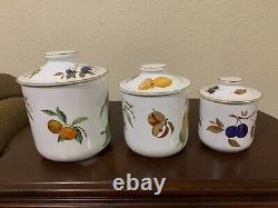 Royal Worcester Evesham Gold Porcelain Covered Canister Set 9 7.5 6' Set Of 3