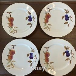 Royal Worcester Evesham Gold Rim Dinner Plates Set of 4