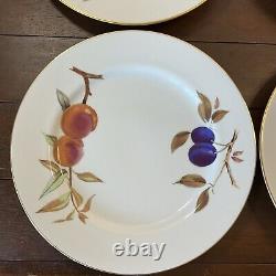 Royal Worcester Evesham Gold Rim Dinner Plates Set of 4