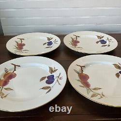 Royal Worcester Evesham Gold Rim Dinner Plates Set of 4