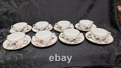 Royal Worcester Evesham Gold Set of 8 Cream Soup Bowls and Saucers