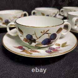 Royal Worcester Evesham Gold Set of 8 Cream Soup Bowls and Saucers