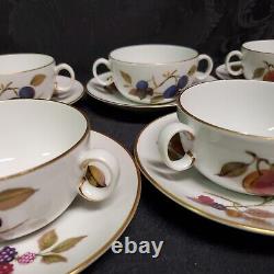 Royal Worcester Evesham Gold Set of 8 Cream Soup Bowls and Saucers