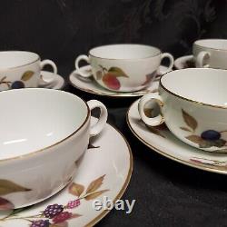 Royal Worcester Evesham Gold Set of 8 Cream Soup Bowls and Saucers