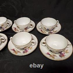 Royal Worcester Evesham Gold Set of 8 Cream Soup Bowls and Saucers