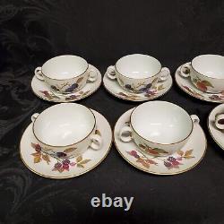 Royal Worcester Evesham Gold Set of 8 Cream Soup Bowls and Saucers