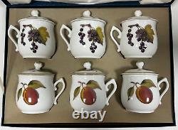 Royal Worcester Evesham Porcelain Pot De Creme Set Of 6 In Box