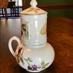 Royal Worcester Evesham Rare Stack Teapot With Drip Infuser Side Handle