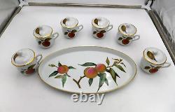 Royal Worcester Evesham Six Piece Handled Pot d'Creme set with Serving Tray