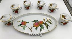 Royal Worcester Evesham Six Piece Handled Pot d'Creme set with Serving Tray