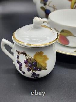 Royal Worcester Evesham Tea Set Tea Pot Cup Saucer Jar Jug England