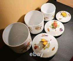 Royal Worcester Evesham Vale Porcelain Covered Canister 9 8 7' Set Of 3 EUC