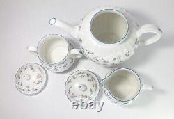 Royal Worcester FORGET ME NOT, 3-PC Bone China Tea Set, Teapot/Creamer/Sugar UK