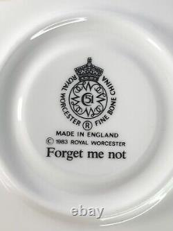 Royal Worcester FORGET ME NOT, 6 Bone China Teacups 2 1/2 & Saucers 5 3/4 UK