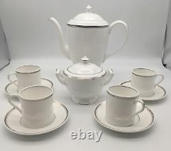 Royal Worcester Fine Bone China Coffee Pot Set For 4 Persons, Silver Jubilee