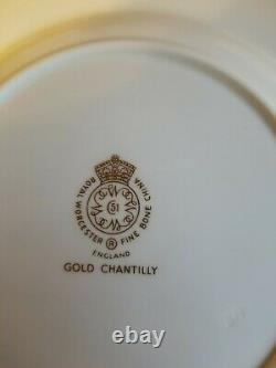 Royal Worcester Fine Bone China England 32pc Luncheon/Tea Set GOLD CHANTILLY