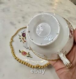 Royal Worcester Flight Barr And Barr Butterfly Roses Cup and Saucer, Circa 1800