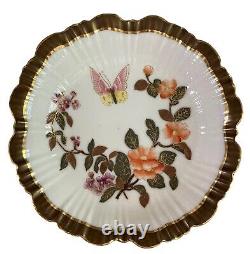 Royal Worcester Gilded Hand Painted Dessert Bowls Floral Butterflies 6 Set Of 4