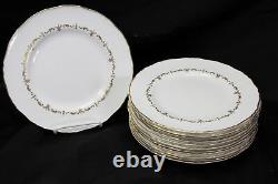 Royal Worcester Gold Chantilly Luncheon Plates England 9 Set of 12 RARE