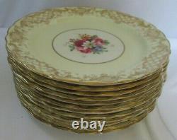 Royal Worcester Gold & Cream With Floral Center 9 Dessert Plate Set Of 12