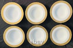 Royal Worcester Gold Encrusted C-1393 8 Rimmed Soup Bowls Set Of 6 EUC