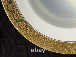 Royal Worcester Gold Encrusted C-1393 8 Rimmed Soup Bowls Set Of 6 EUC