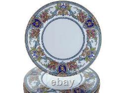 Royal Worcester Green/Blue Scrolls Instruments Dinner Plate set