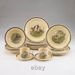 Royal Worcester Group Palissy England, 19pc Dinnerware set, Hunting scene