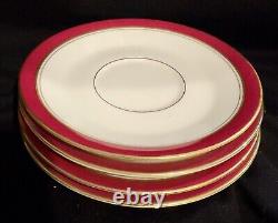 Royal Worcester HOWARD RUBY RED SET. 22K Gold Trim (4) 5pc place setting + 2