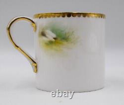 Royal Worcester Hand Painted Cup & Saucer Red Start Bird, Artist Signed