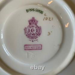 Royal Worcester Hand Painted Enamel Tea Cup & Saucer (6 Sets) c. 1919 #1021