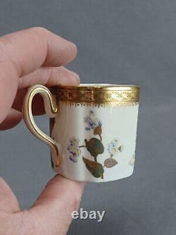 Royal Worcester Hand Painted Floral Butterfly Gold Demitasse Cup & Saucer B