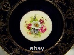 Royal Worcester Hand Painted Floral Dinner Plates Signed E Barker Set Of 11