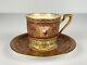 Royal Worcester Hand Painted Gold Encrusted Red Demitasse Cup Saucer W. H Austin