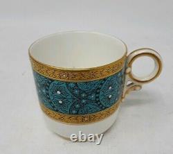 Royal Worcester Hand Painted & Jeweled Demitasse Cup & Saucer C. 1882