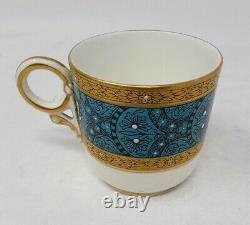 Royal Worcester Hand Painted & Jeweled Demitasse Cup & Saucer C. 1882