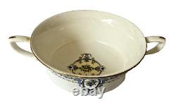 Royal Worcester Hand Painted Portia Double Handle Soup Bowls Set Of 9 England