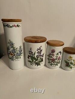 Royal Worcester Herbs Fine Porcelain Canisters Set 4