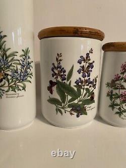Royal Worcester Herbs Fine Porcelain Canisters Set 4