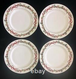 Royal Worcester Holly Ribbons Dinner Plate Set of 4 Made in England Insured