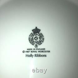 Royal Worcester Holly Ribbons Dinner Plate Set of 4 Made in England Insured