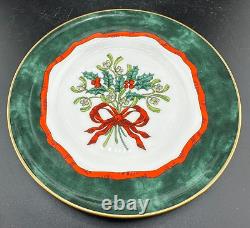 Royal Worcester Holly Ribbons Green Bread & Butter Plates- Set Of 12