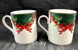 Royal Worcester Holly Ribbons Green Set of 2 Mugs