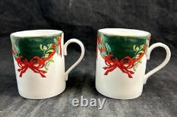 Royal Worcester Holly Ribbons Green Set of 2 Mugs