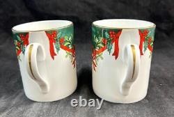 Royal Worcester Holly Ribbons Green Set of 2 Mugs