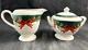 Royal Worcester Holly Ribbons Green Set of Creamer and Lidded Sugar Bowl